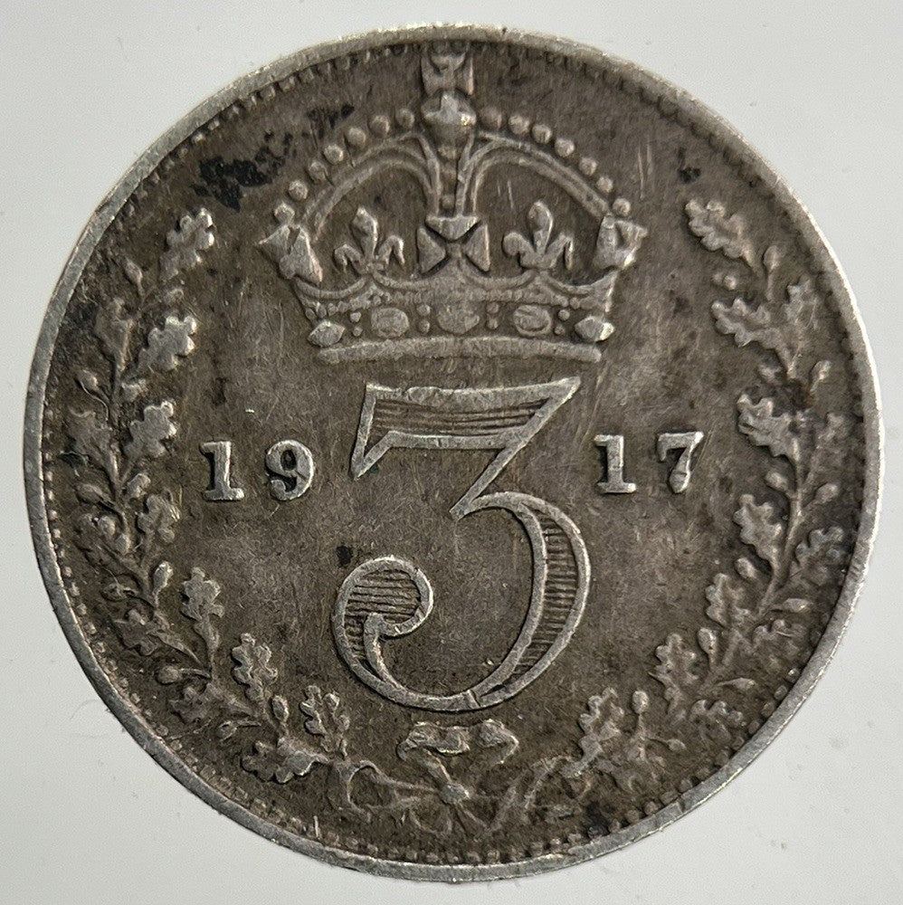 1917 George V Threepence Silver Coin | Fine Collectable Grade