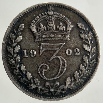 1902 Edward VII Threepence Silver Coin | Very High Grade