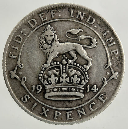 1914 George V Sixpence Silver Coin | Fine Collectable Grade