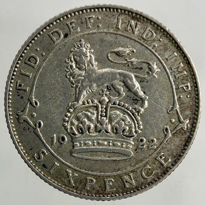 1922 George V Sixpence Silver Coin | Very High Grade