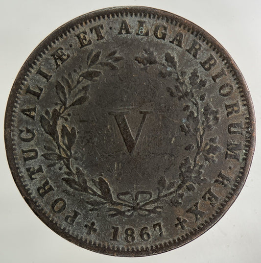 1867 Portugal V 5 Reis Coin | Fine Collectable Grade