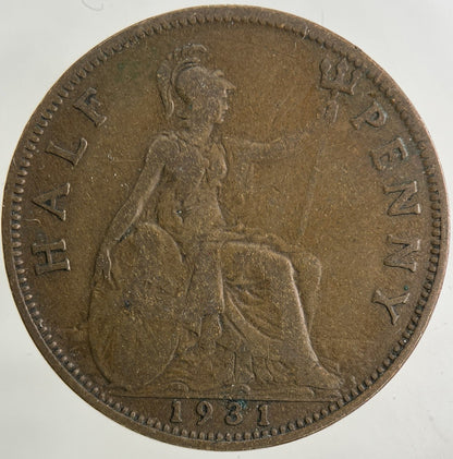 1931 George V Half-Penny Coin | Collectable Grade