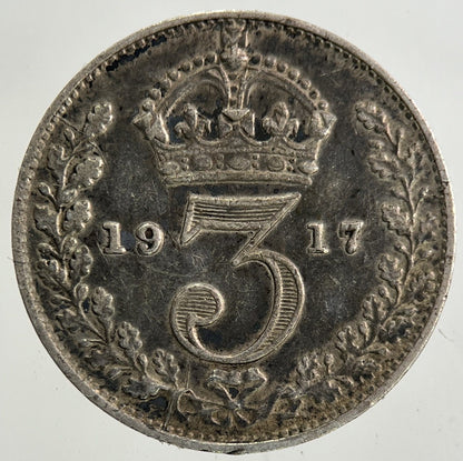 1917 George V Threepence Silver Coin | Very High Grade