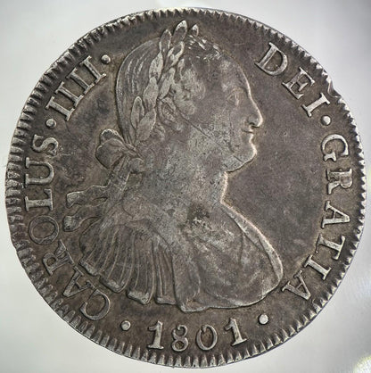 1801 Spain 8 Reales Silver Coin | Fine Collectable Grade