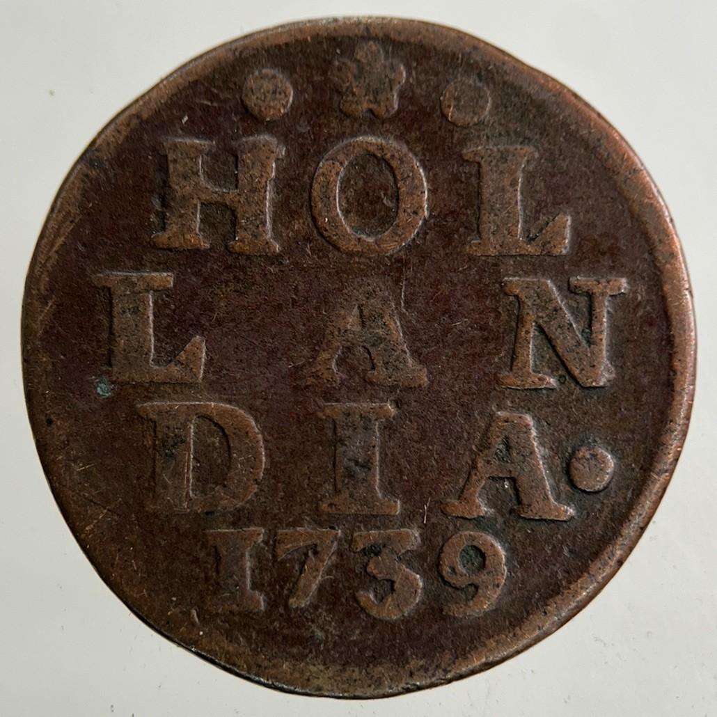 1739 Netherlands 1 Duit Coin | Fine Collectable Grade