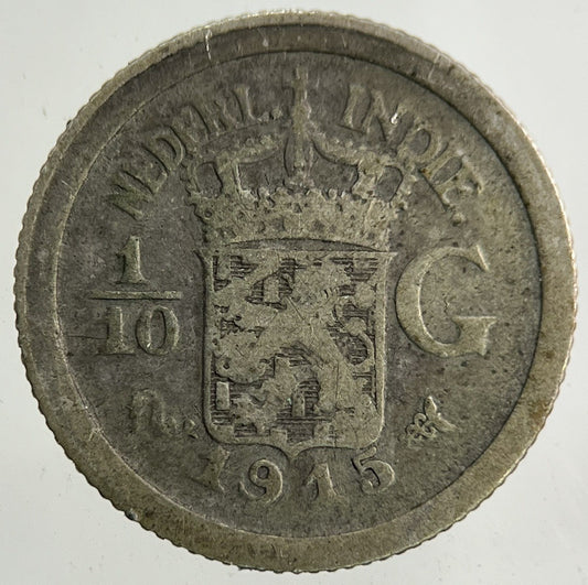 1915 Netherlands East Indies 1/10 Gulden Silver Coin | Collectable Grade