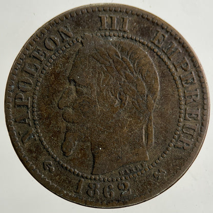 1862 France Deux 2 Centimes Coin | Fine Collectable Grade