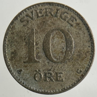 1928 Sweden 10 Ore Silver Coin | Fine Collectable Grade