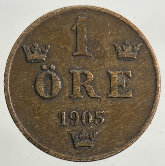 1905 Sweden 1 Ore Coin | Very High Grade
