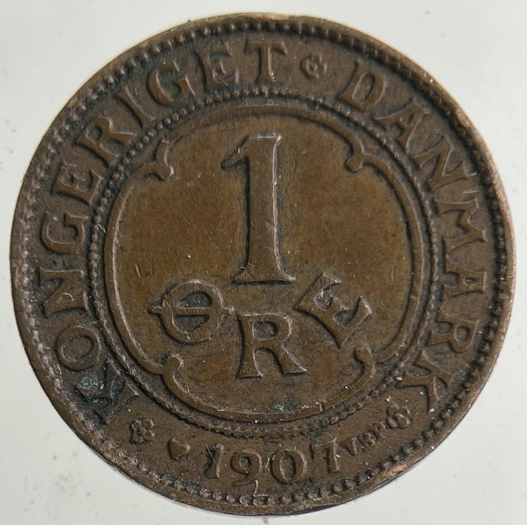 1907 Denmark 1 Ore Coin | Very High Grade