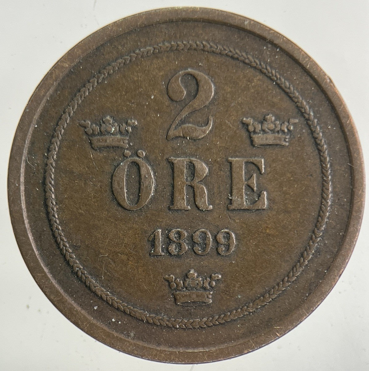 1899 Sweden 2 Ore Coin | Fine Collectable Grade