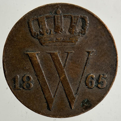 1865 Netherlands 1/2 Half Cent Coin | Very High Grade