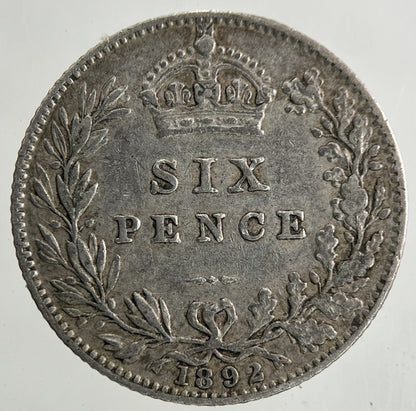 1892 Victoria Sixpence Silver Coin | Very High Grade