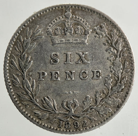 1892 Victoria Sixpence Silver Coin | Very High Grade
