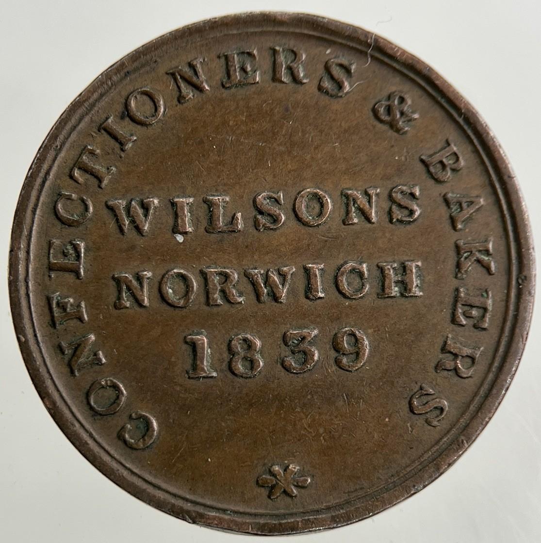 1839 Wilsons Norwich Bakery Farthing Token Coin | Very High Grade