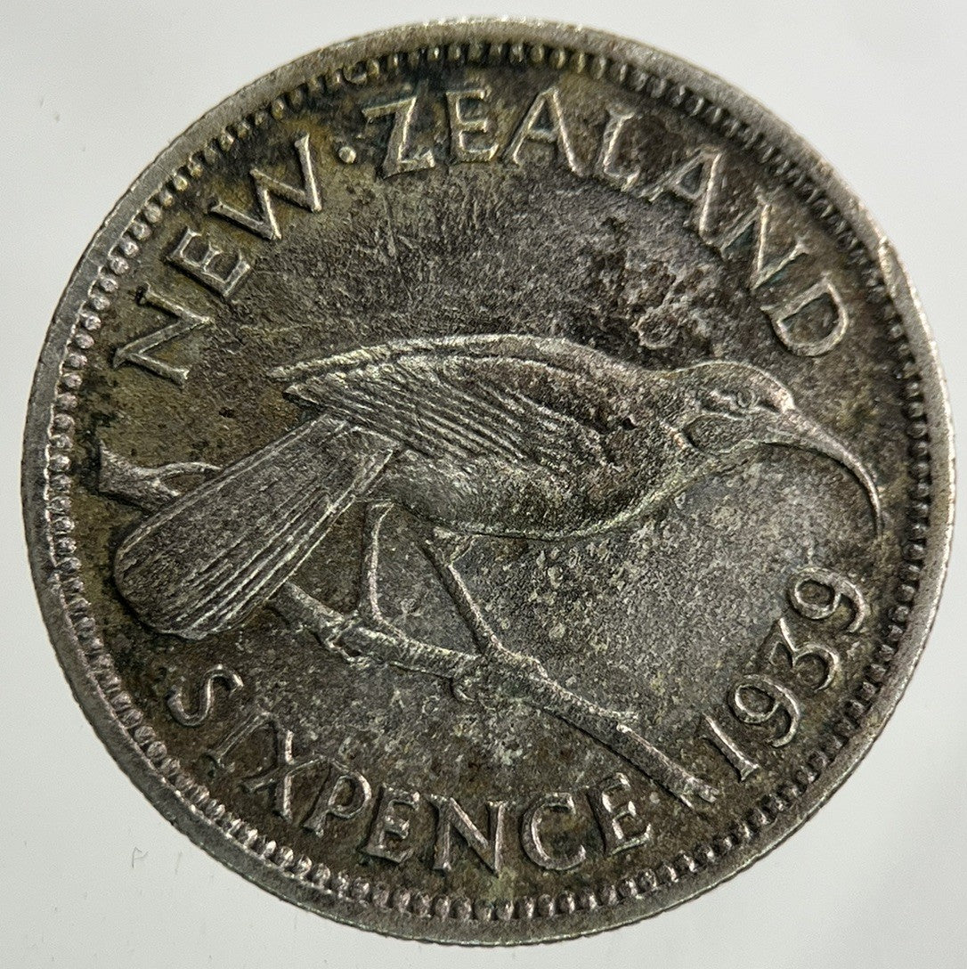 1939 New Zealand Sixpence Silver Coin | Fine Collectable Grade