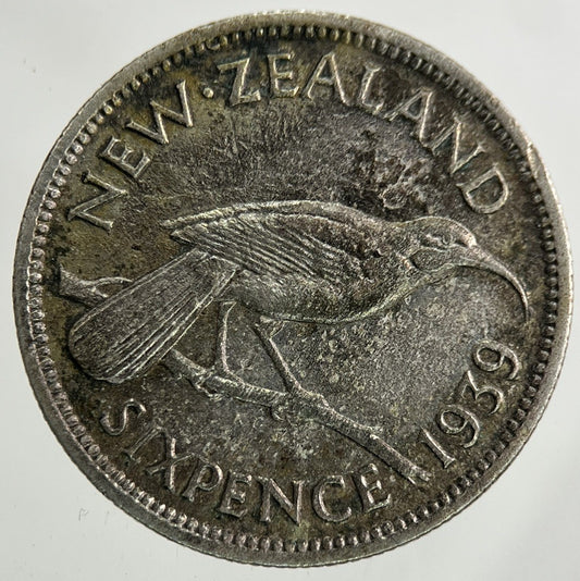 1939 New Zealand Sixpence Silver Coin | Fine Collectable Grade