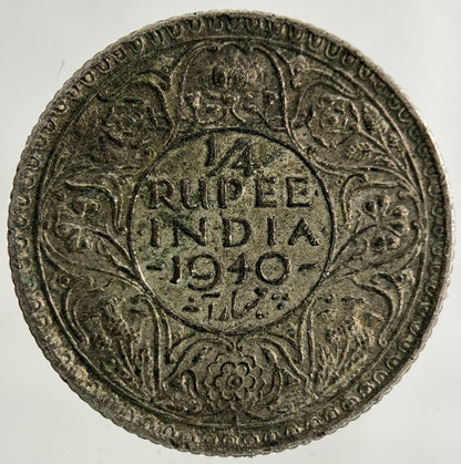 1940 India Quarter 1/4 Rupee Silver Coin | Fine Collectable Grade