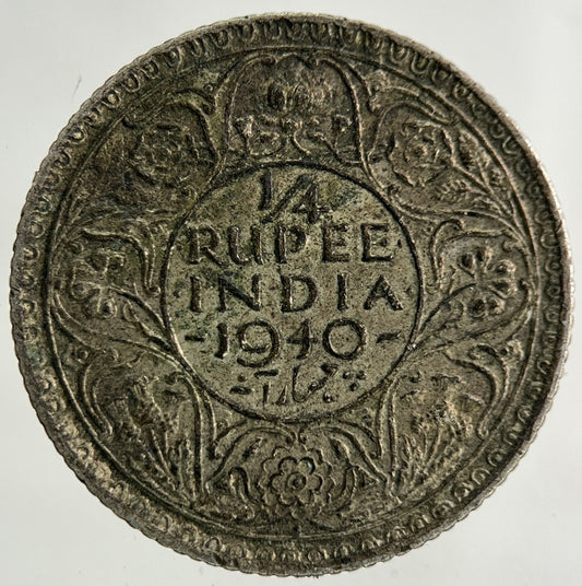 1940 India Quarter 1/4 Rupee Silver Coin | Fine Collectable Grade