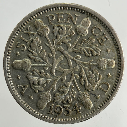 1934 George V Sixpence Silver Coin | Fine Collectable Grade