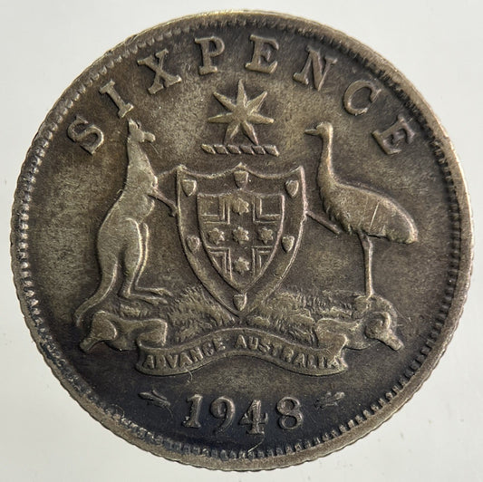 1948 Australia Sixpence Silver Coin | Fine Collectable Grade