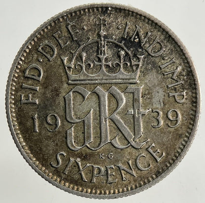 1939 George VI Sixpence Silver Coin | Very High Grade