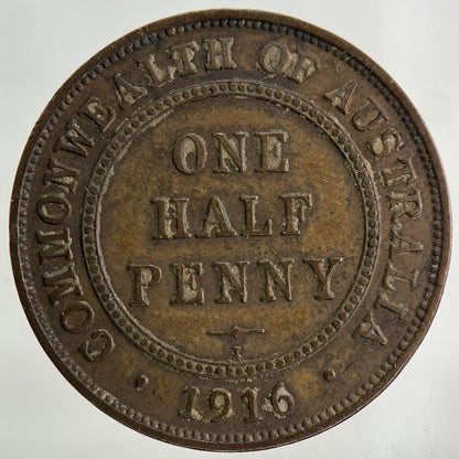 1916 Australia Half-Penny Coin | Very High Grade