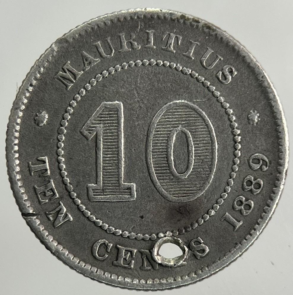 1889 Mauritius 10 Cents Silver Coin | Fine Collectable Grade