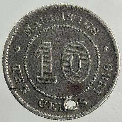 1889 Mauritius 10 Cents Silver Coin | Fine Collectable Grade