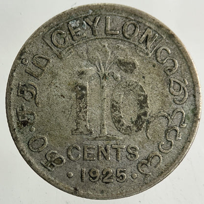 1925 Ceylon 10 Cents Silver Coin | Fair Grade