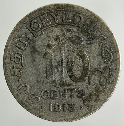 1913 Ceylon 10 Cents Silver Coin | Collectable Grade