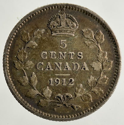1912 Canada 5 Cents Silver Coin | Fine Collectable Grade