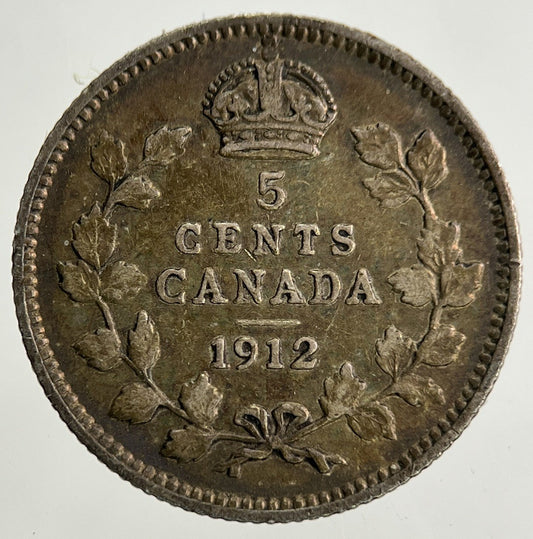 1912 Canada 5 Cents Silver Coin | Fine Collectable Grade