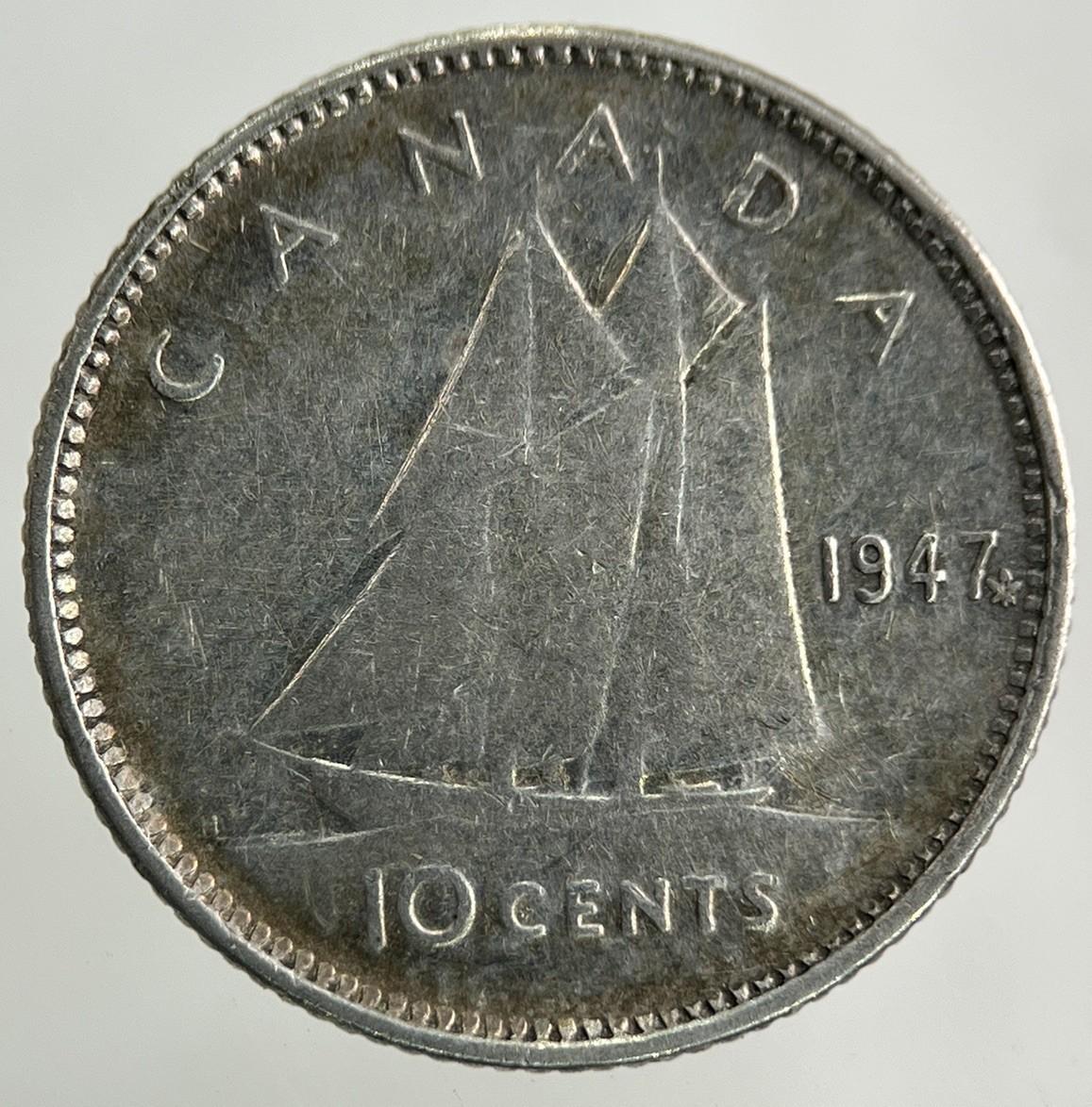 1947 Canada 10 Cents Silver Coin | Fine Collectable Grade