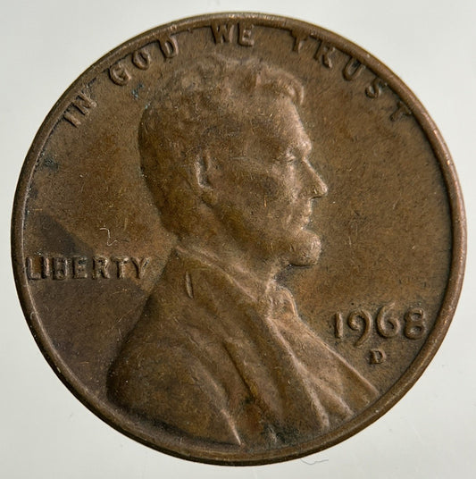 1968-D US USA Lincoln One Cent Coin | Fine Collectable Grade