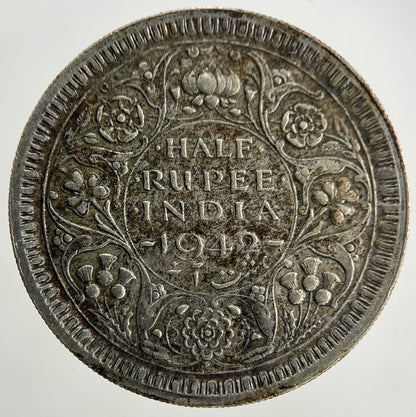 1942 India Half Rupee Silver Coin | Fine Collectable Grade