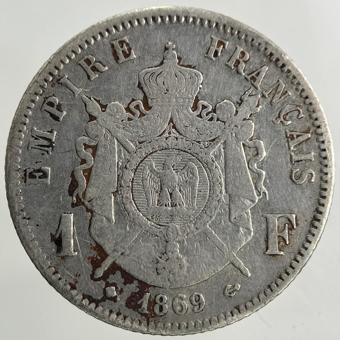 1869 France 1 Franc Silver Coin | Collectable Grade