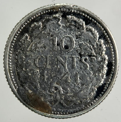 1941 Netherlands 10 Cents Silver Coin | Fair Grade