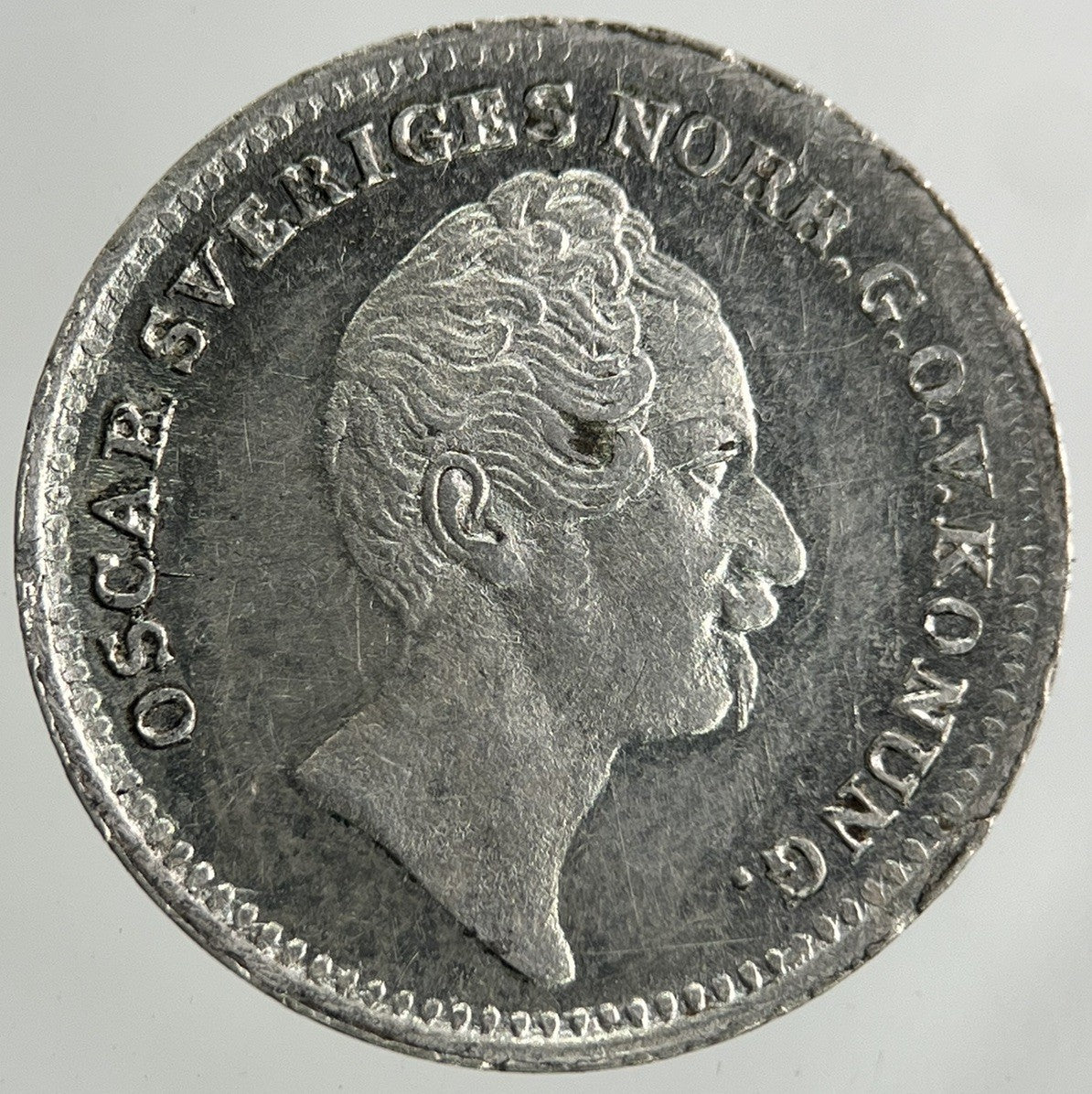 1855 Sweden 1/16 Riksdaler Silver Coin | Very High Grade