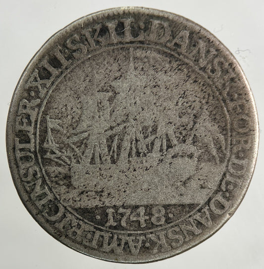 1748 Denmark West Indies 12 Skilling Silver Coin | Collectable Grade