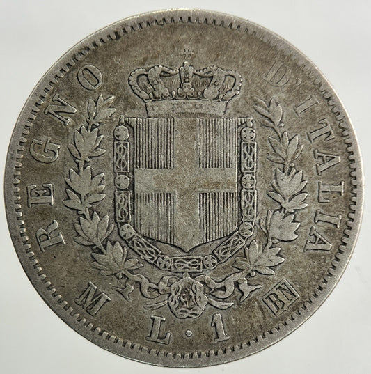 1863 Italy 1 Lira Lire Silver Coin | Fine Collectable Grade