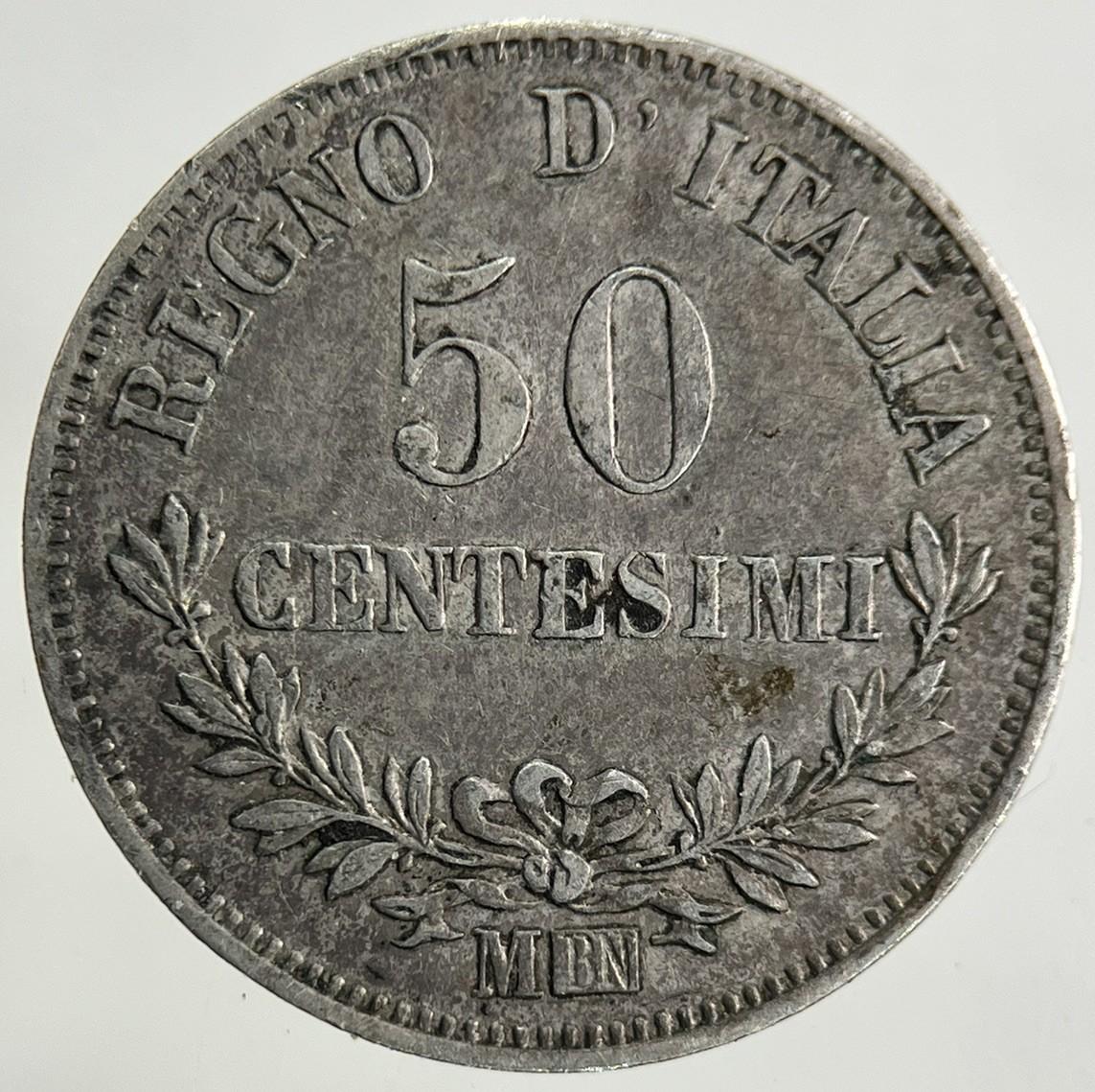 1863 Italy 50 Centesimi Silver Coin | Very High Grade