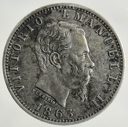 1863 Italy 20 Centesimi Silver Coin | Very High Grade
