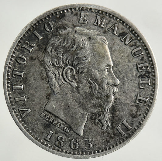 1863 Italy 20 Centesimi Silver Coin | Very High Grade