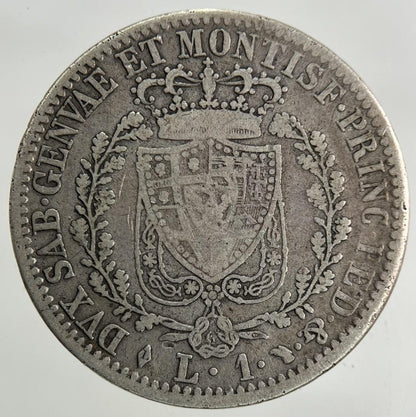 1828 Italy Sardinia 1 Lira Silver Coin | Fine Collectable Grade