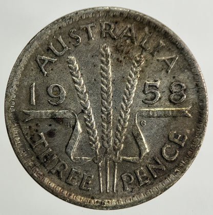1958 Australia Threepence Silver Coin | Fine Collectable Grade