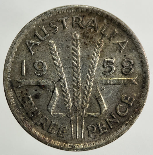 1958 Australia Threepence Silver Coin | Fine Collectable Grade