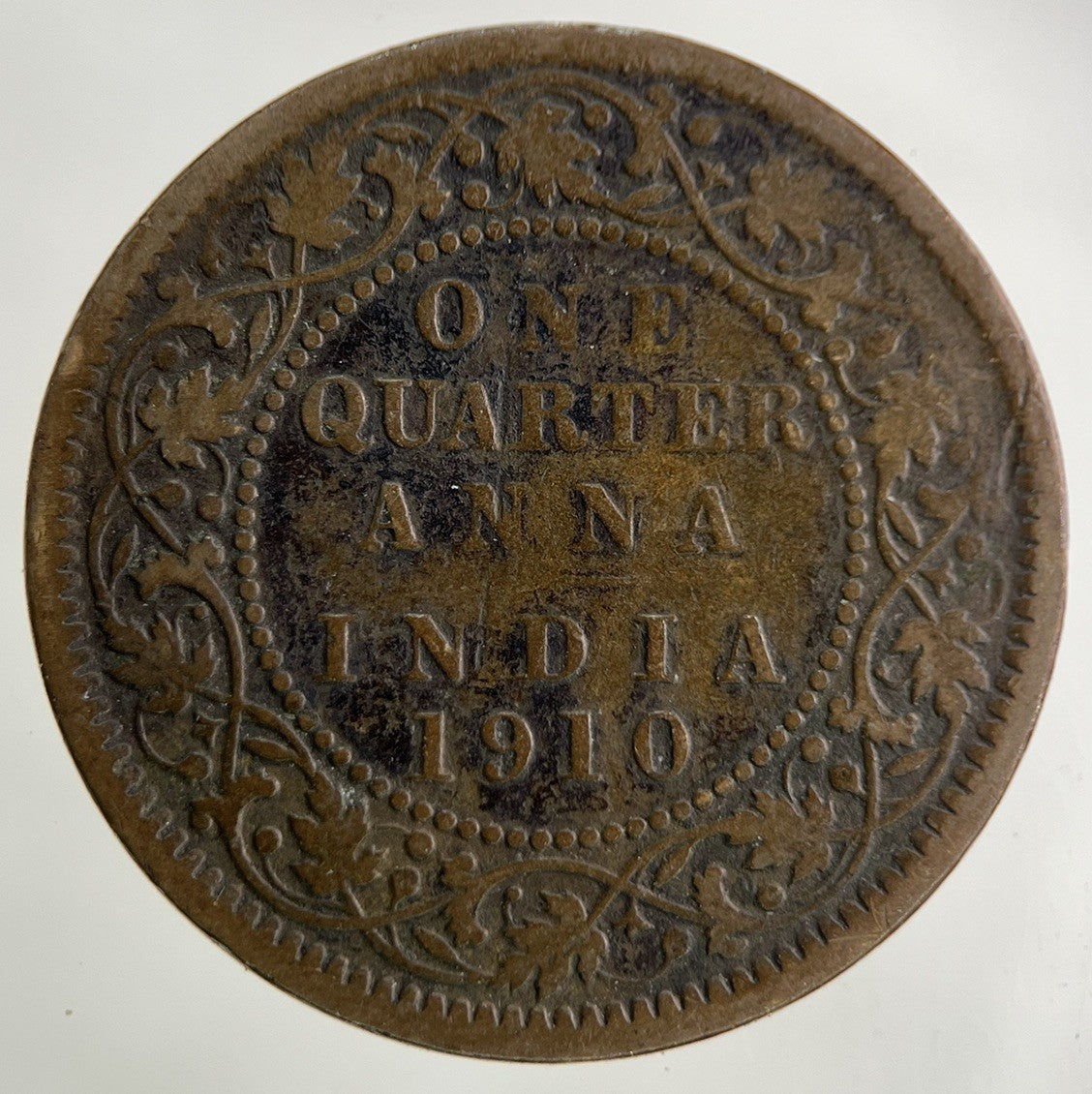 1910 India One 1/4 Quarter Anna Coin | Collectable Grade