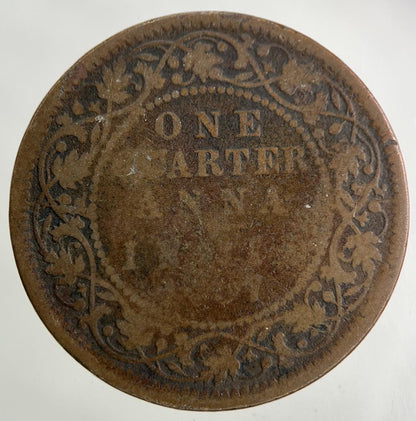 1907 India One 1/4 Quarter Anna Coin | Fair Grade