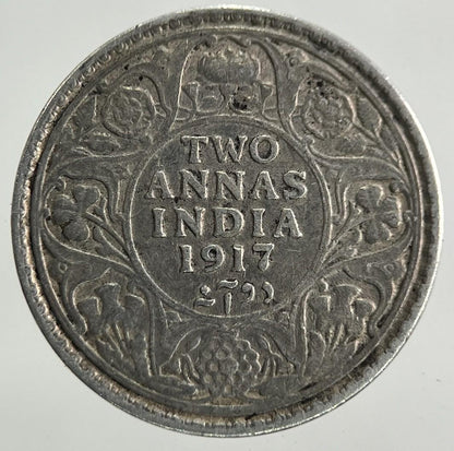 1917 India 2 Annas Silver Coin | Fine Collectable Grade